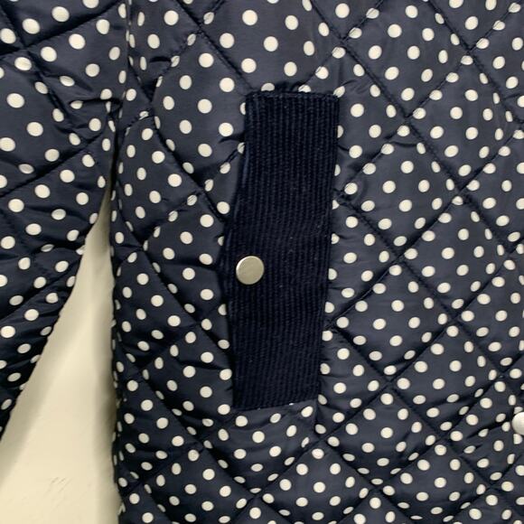 KULE Blue White Polka Dot Quilted Barn Coat Sz Small Like New - Picture 7 of 7
